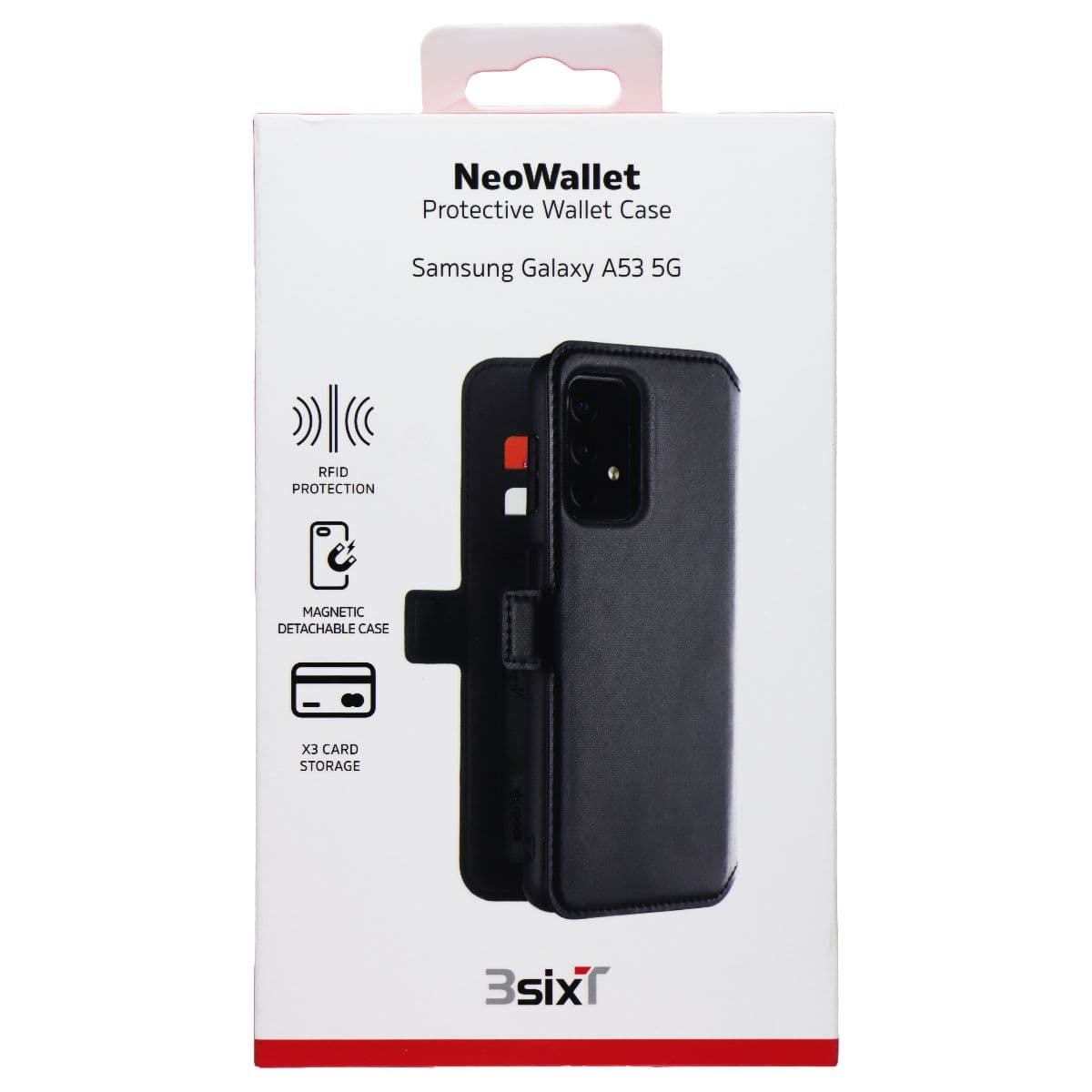 3sixT NeoWallet Protective Wallet Case for Samsung Galaxy A53 5G - Black image 1