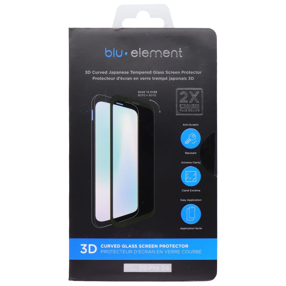 Blu Element 3D Curved Glass Screen Protector for TCL 20 Pro 5G - Clear image 1