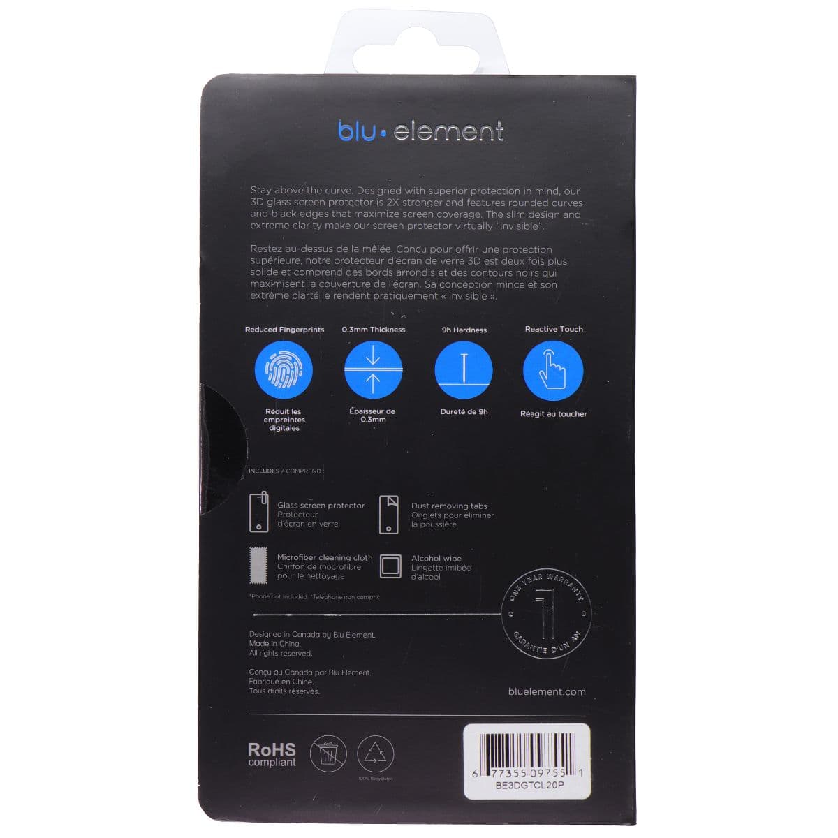 Blu Element 3D Curved Glass Screen Protector for TCL 20 Pro 5G - Clear image 2