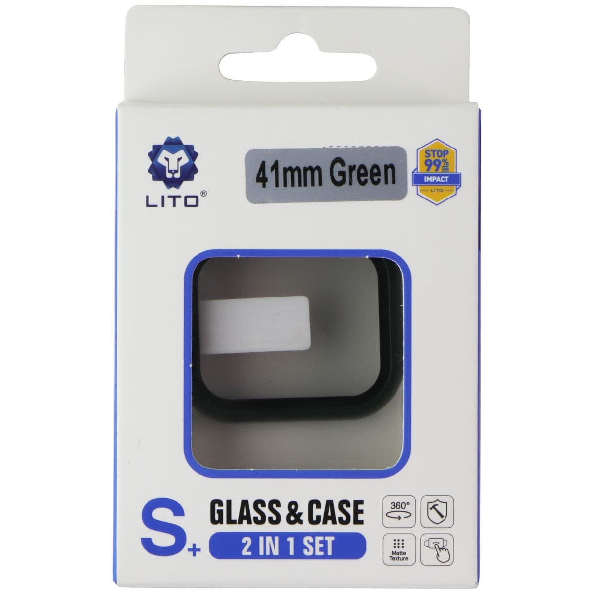 LITO S+ Glass & Case for Apple Watch Series 9/8/7 (41mm) - Green image 1