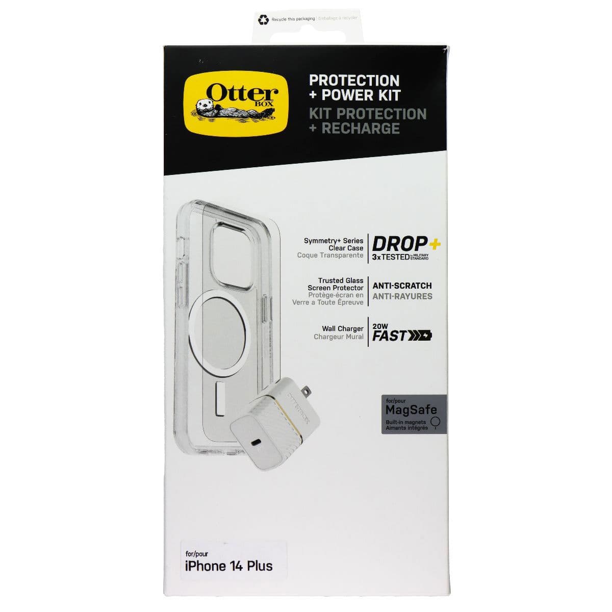 OtterBox Protection + Power Kit Case & Charger for iPhone 14 Plus - Clear/White image 2