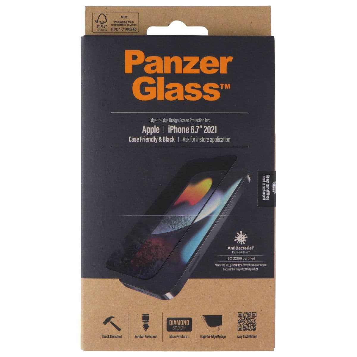 PanzerGlass Case Friendly Screen Protector for Apple iPhone 13 Pro Max - Black image 1