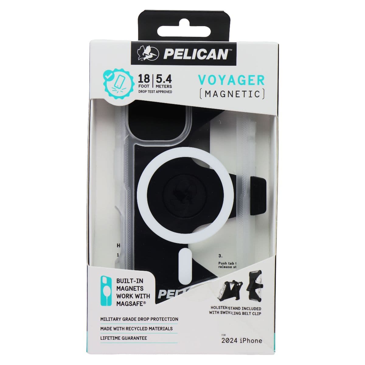 Pelican Voyager Case & Holster for MagSafe for Apple iPhone 16 - Clear image 1