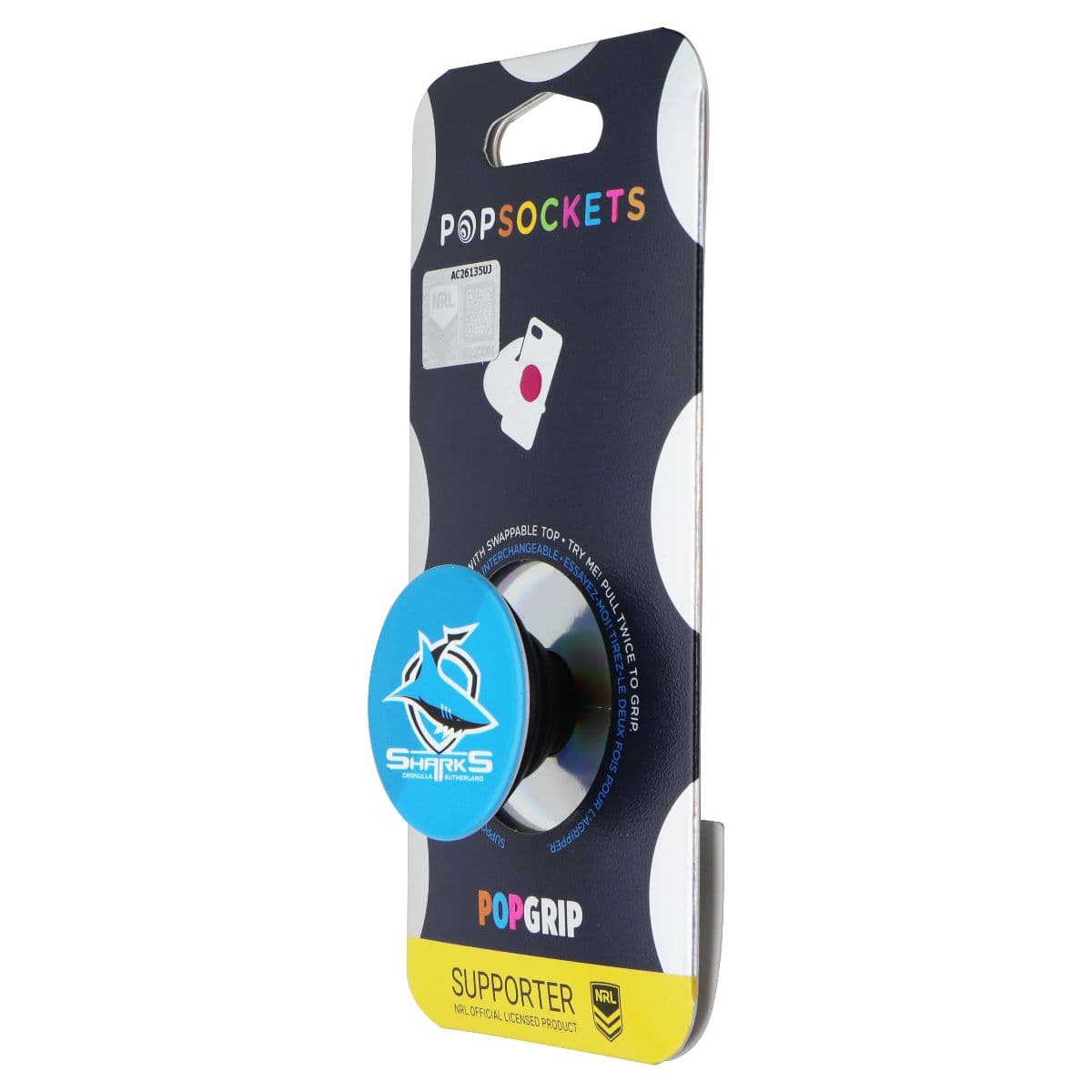 PopSockets PopGrip Expanding Stand Grip w/ Swap Top - NRL Cronulla Sharks image 1