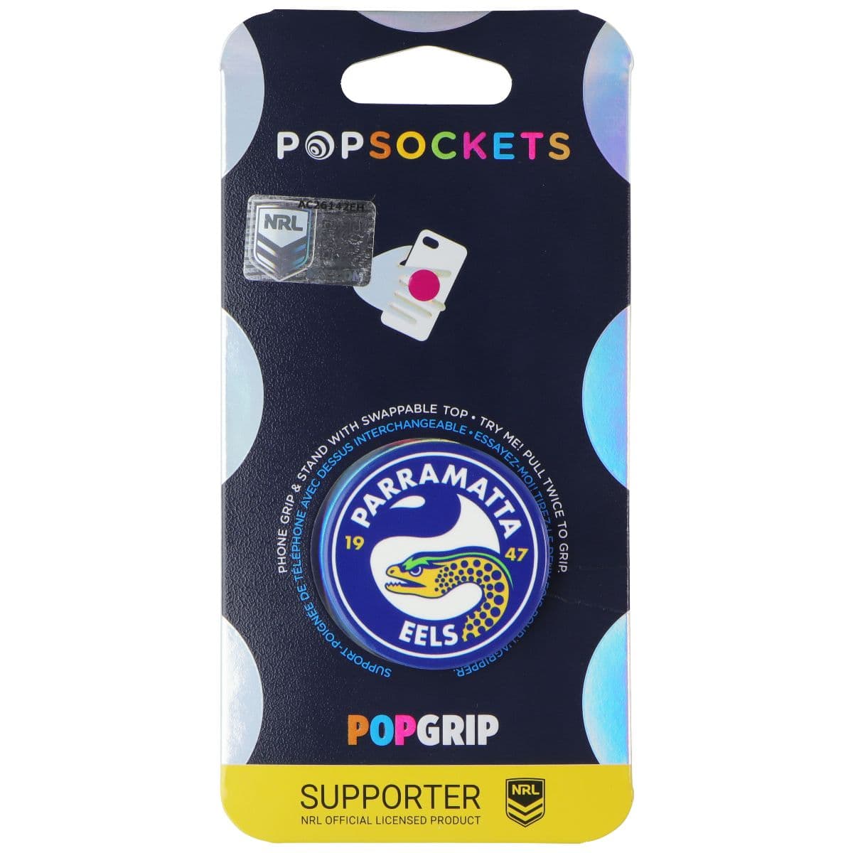 PopSockets PopGrip Expanding Stand Grip w/ Swappable Top - NRL Parramatta Eels image 2
