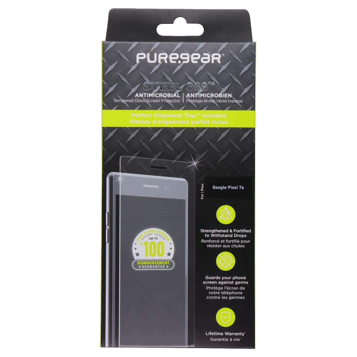PureGear Steel 360 Screen Protector w/Alignment Tray for Google Pixel 7a - Clear image 1