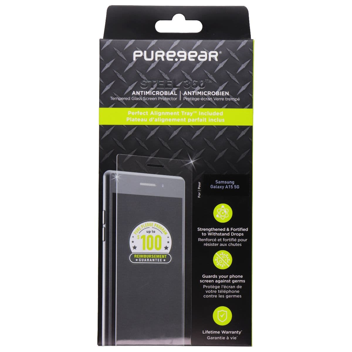 PureGear Steel 360 Series Tempered Glass for Samsung Galaxy A15 5G - Clear image 1