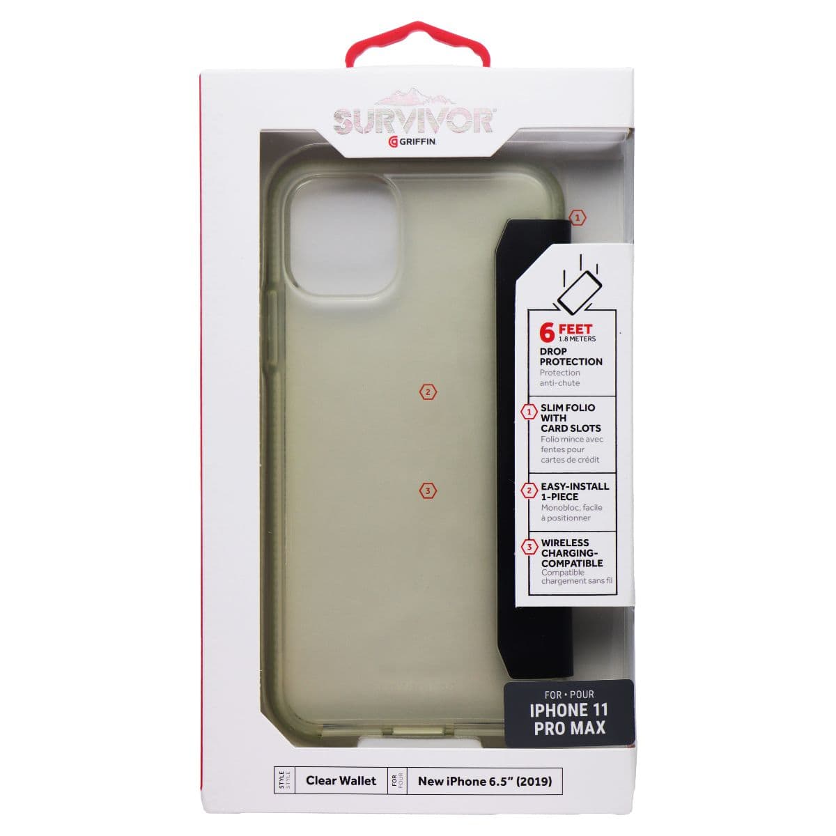 Griffin Survivor Clear Wallet Case for Apple iPhone 11 Pro Max - Clear/Black image 1