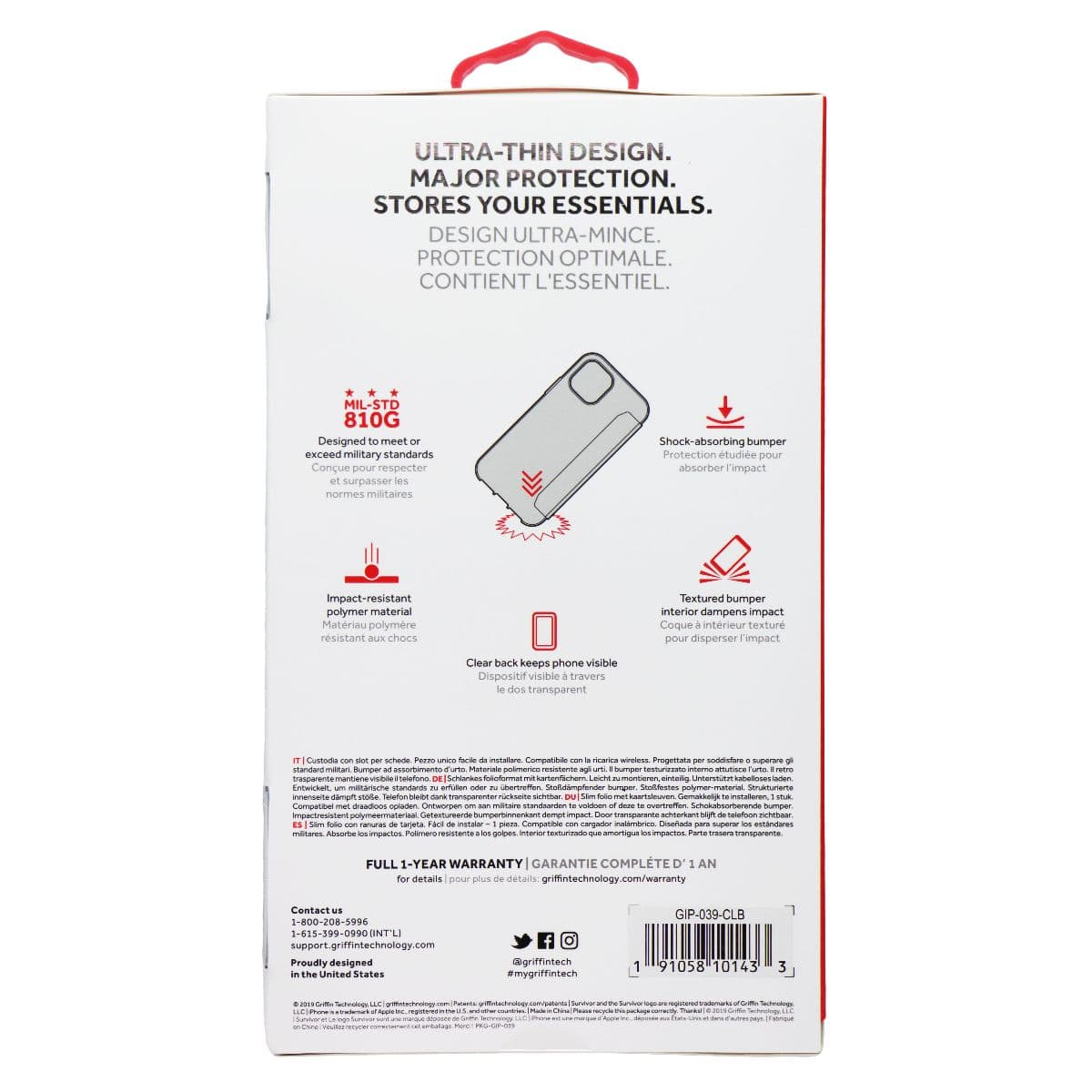 Griffin Survivor Clear Wallet Case for Apple iPhone 11 Pro Max - Clear/Black image 2