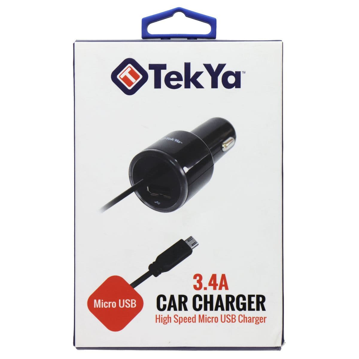 TekYa 3.4A High Speed Micro-USB Car Charger with Extra USB Port - Black image 1