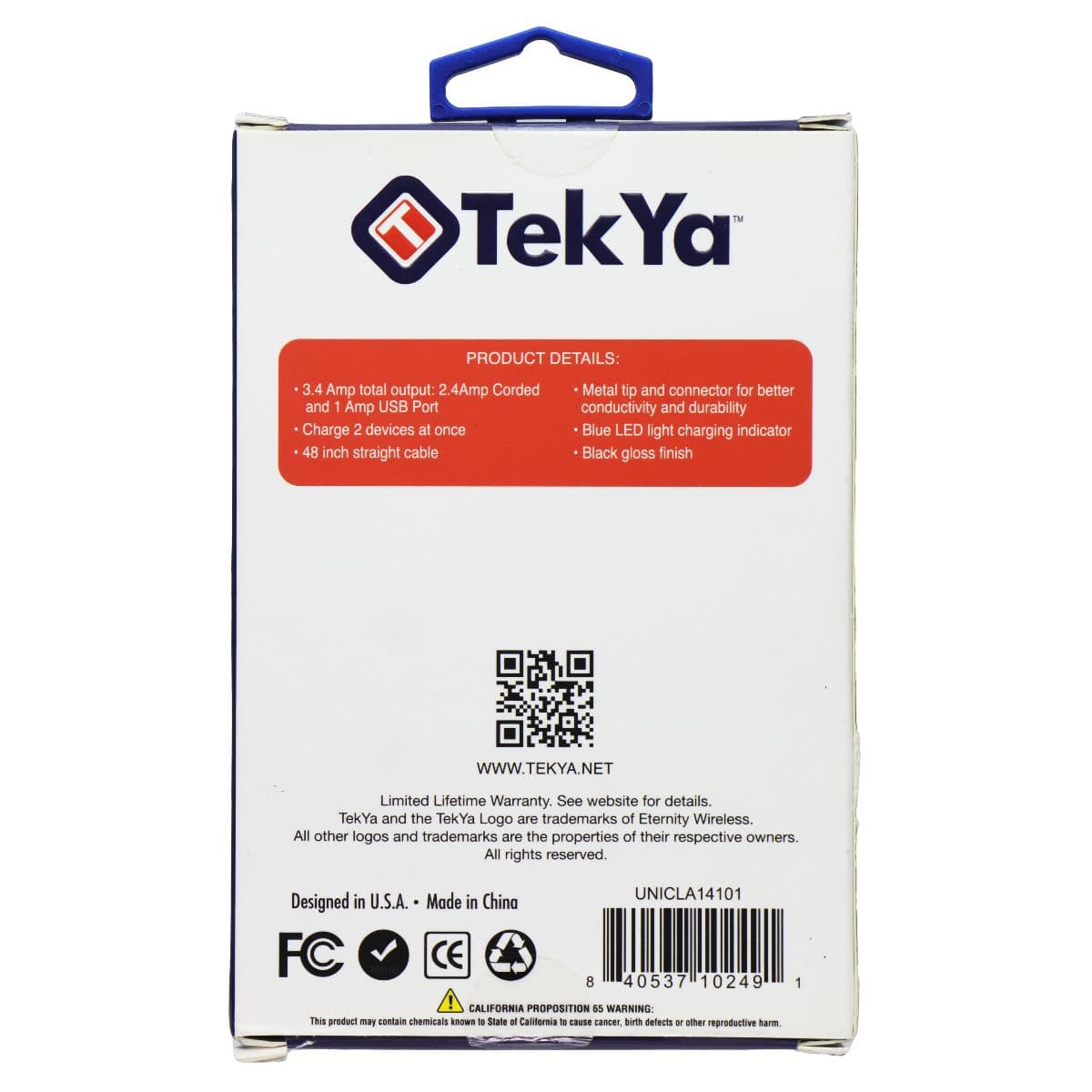 TekYa 3.4A High Speed Micro-USB Car Charger with Extra USB Port - Black image 2