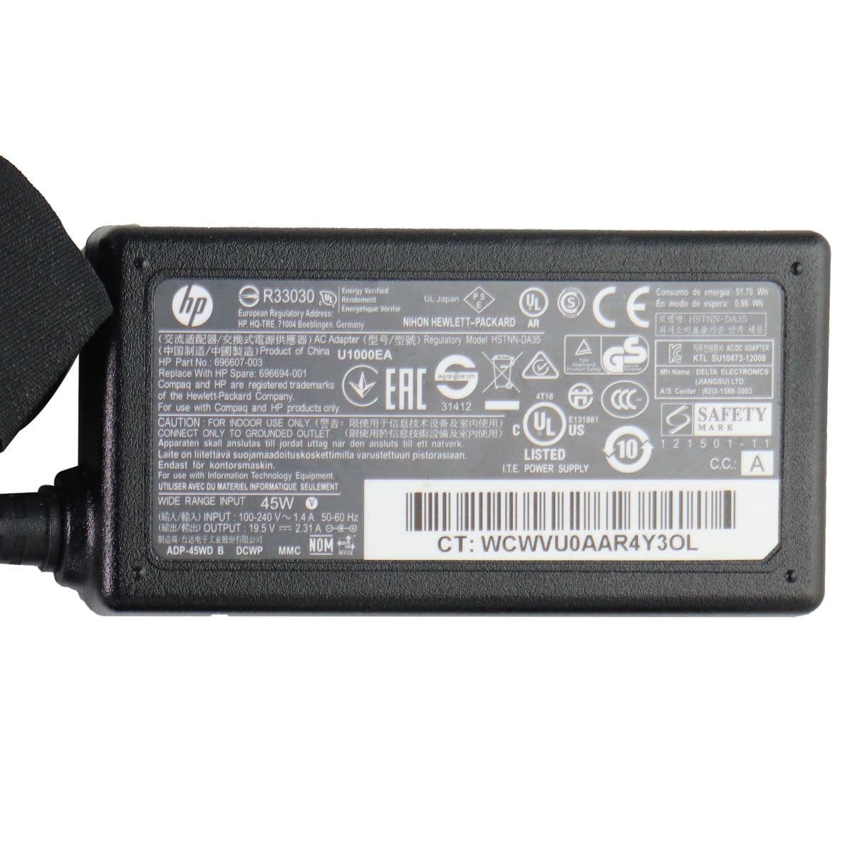 HP (19.5V/2.31A) Laptop Power Supply Wall Charger - Black (HSTNN-DA35) image 2