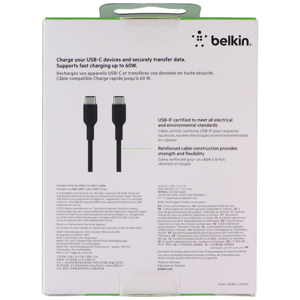 Belkin USB-C to USB-C Fast Charge Cable 3.3ft for Multiple Devices - Black image 5
