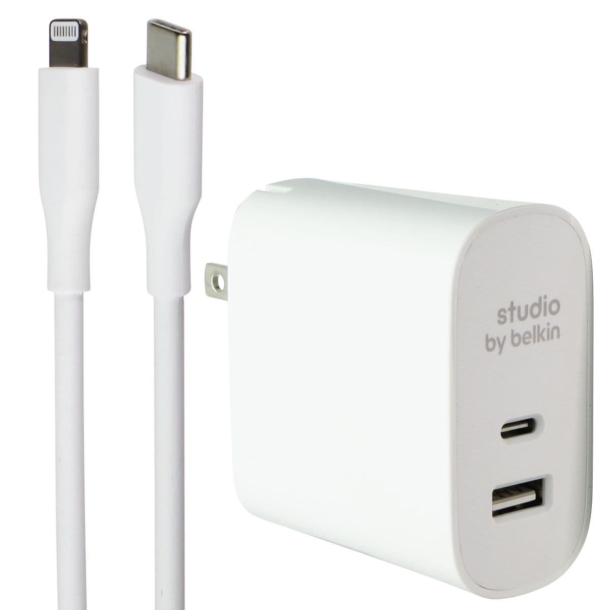 Belkin Studio 2-Port Home Charger + USB-C Cable for iPhone/iPad/iPod - White image 1