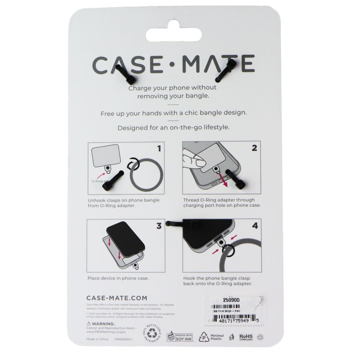 Case-Mate Universal Phone Bangle Bracelet for Phone Cases - Black image 2