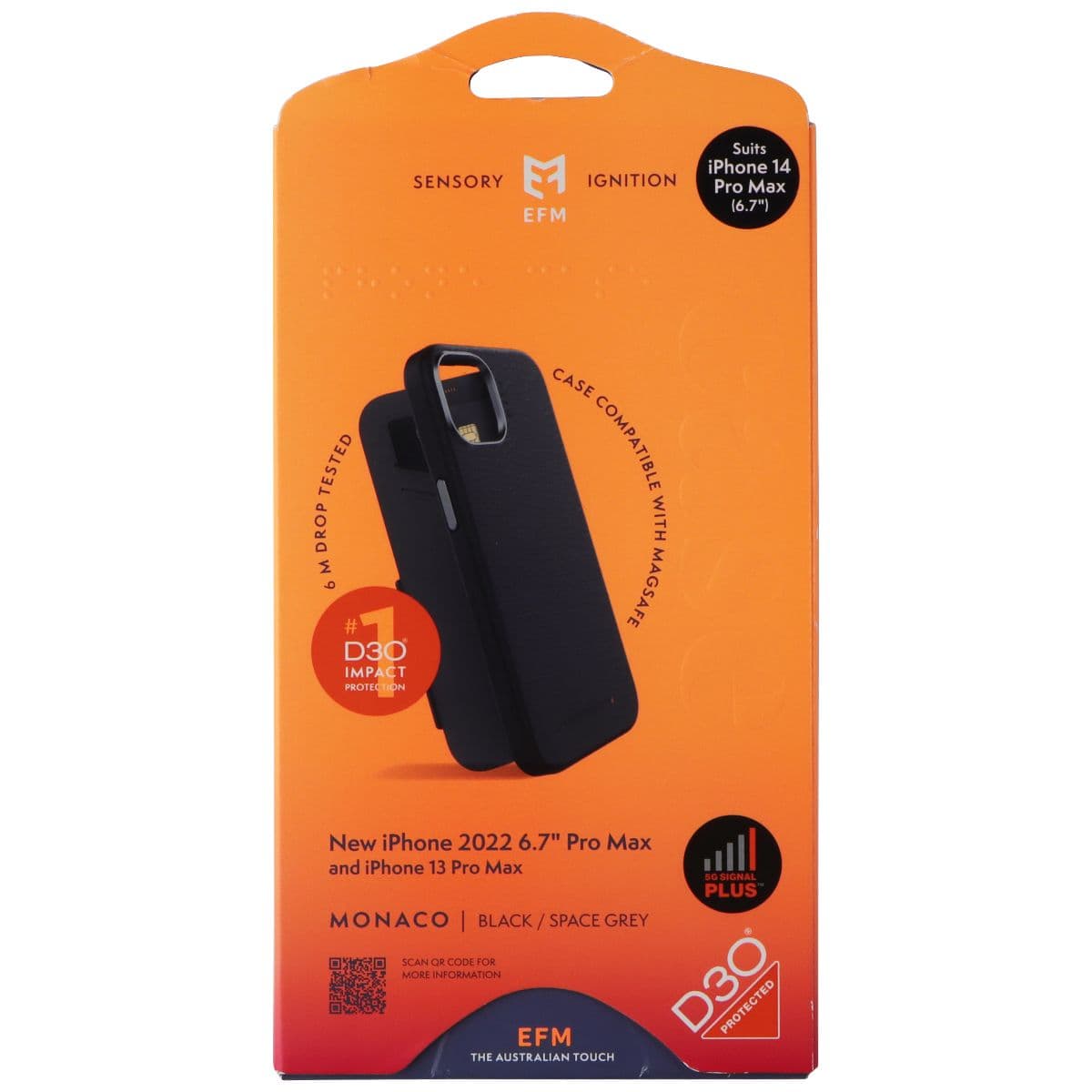 EFM Monaco Wallet Folio Case for MagSafe for iPhone 14 Pro Max - Black/Gray image 1