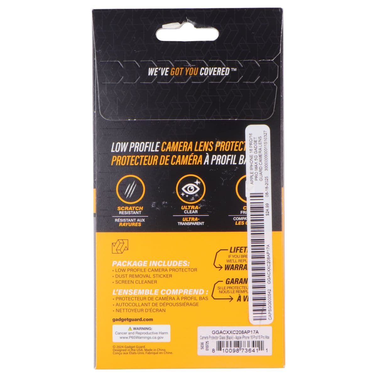 Gadget Guard Glass Camera Protector for Apple iPhone 16 Pro / 16 Pro Max - Black image 2