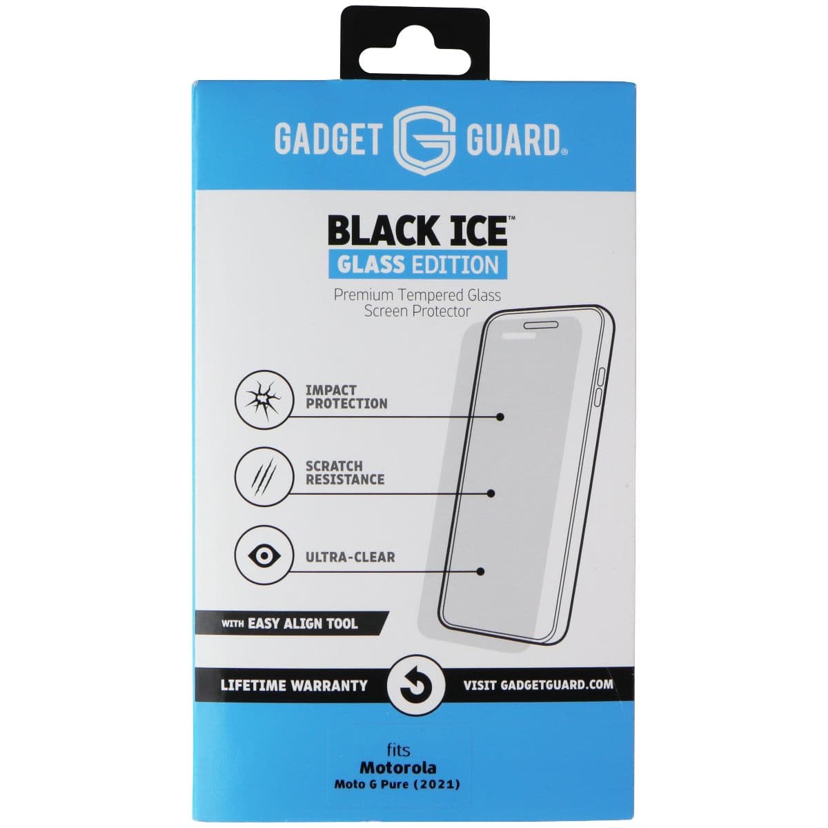Gadget Guard (Black Ice+) Tempered Glass with Align Tool for Moto G Pure (2021) image 1