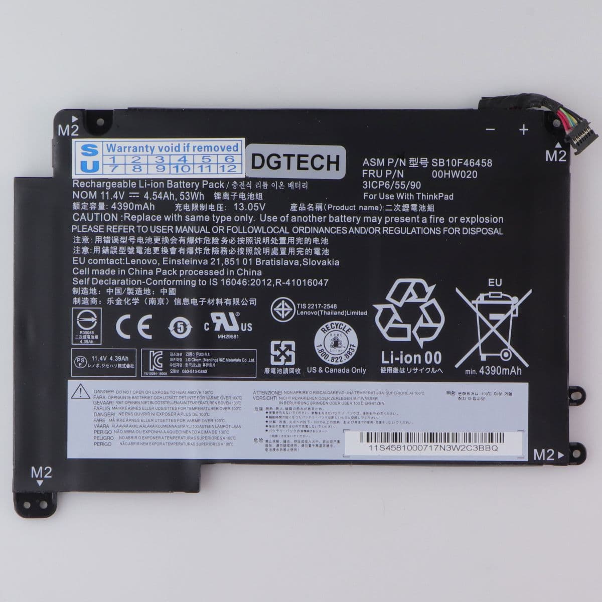 Repair Part - 11.4V 53Wh Battery (SB10F46458) for Lenovo Thinkpad Yoga 460
