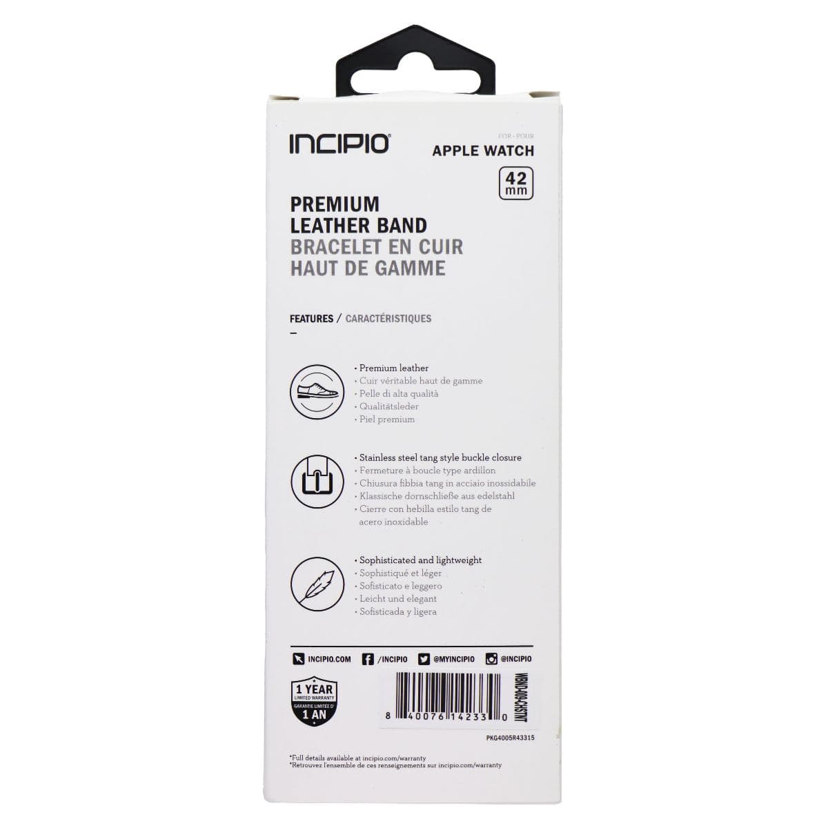 Incipio Premium Leather Apple Watch Band (42mm) - Chestnut Brown / Silver image 2