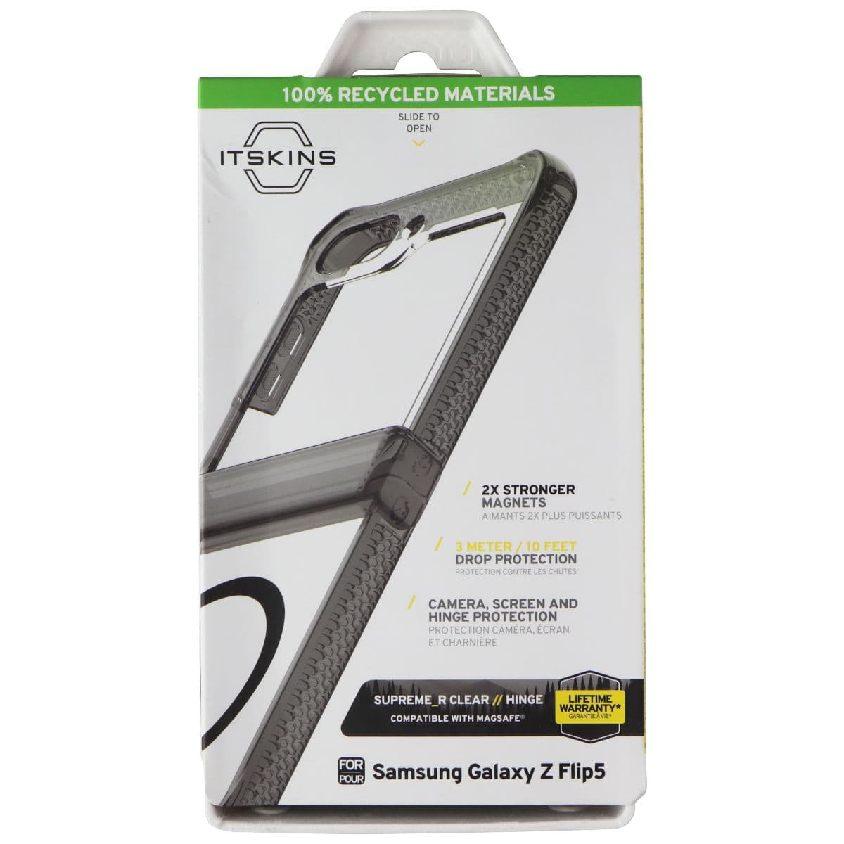 ITSKINS Supreme_R Clear // Hinge Case for MagSafe for Galaxy Z Flip5 - Smoke image 1
