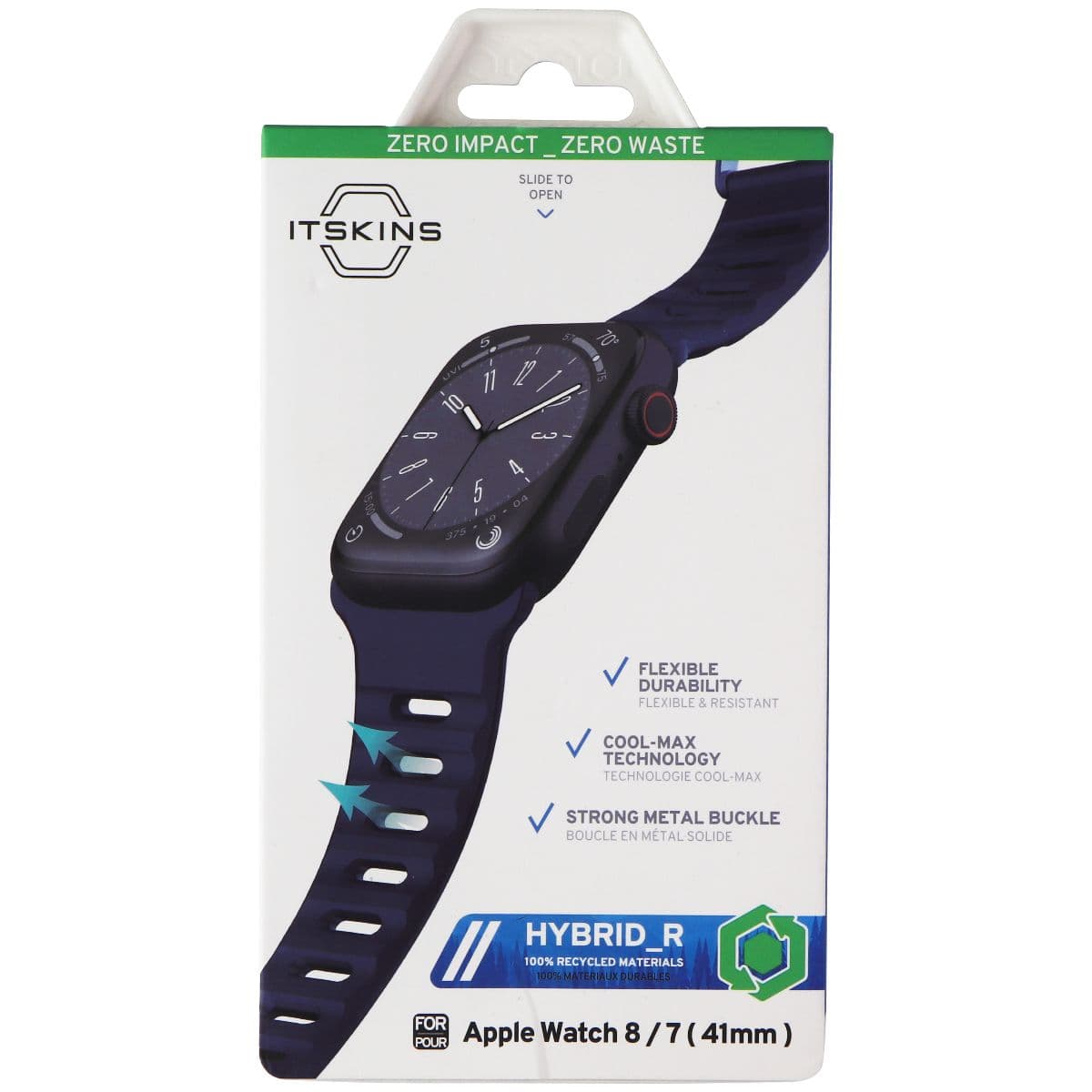 ITSKINS Hybrid_R Silicone Watch Band for Apple Watch 8 / 7 (41mm) - Navy Blue image 1
