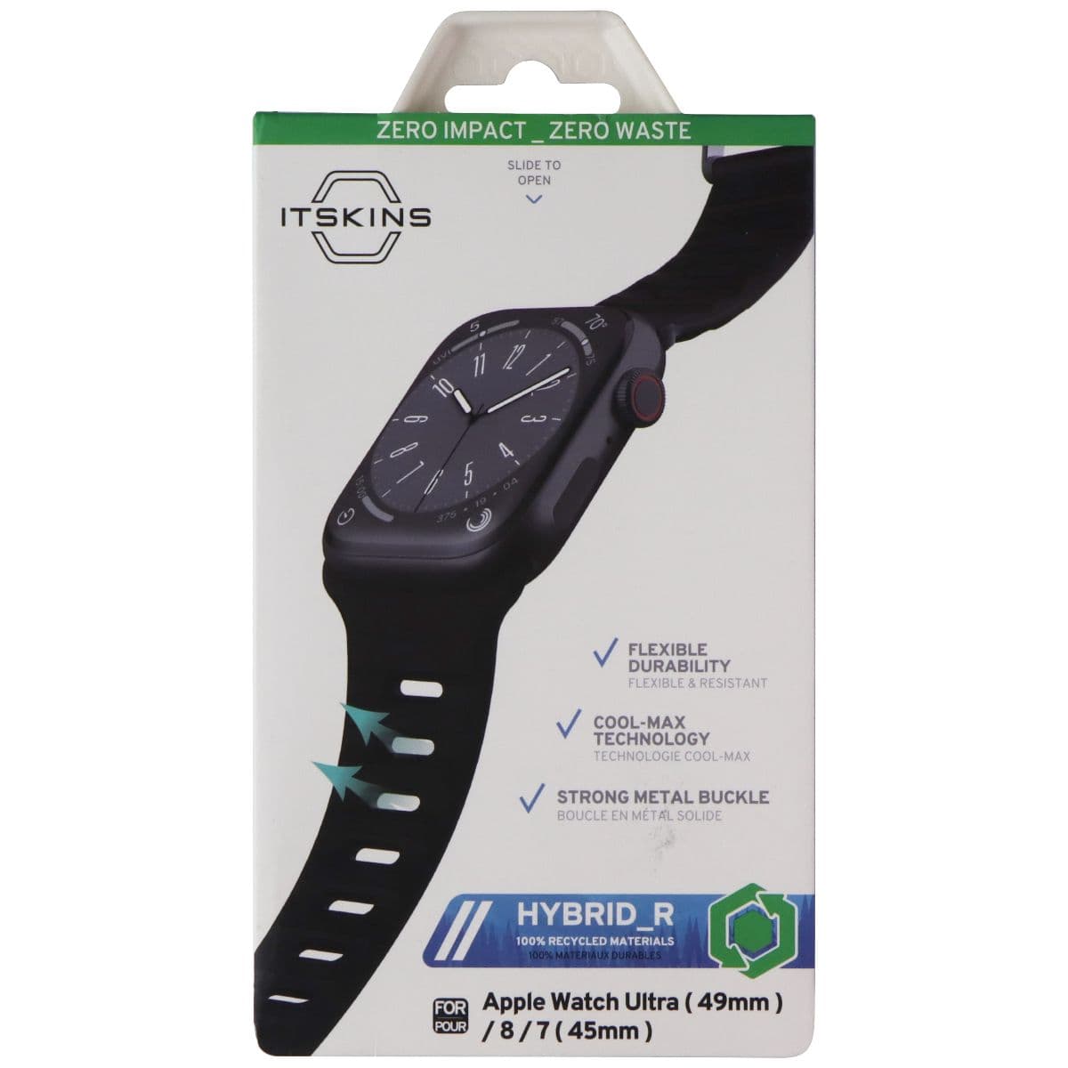 ITSKINS Hybrid_R Silicone Band for Apple Watch Ultra(49mm)/8/7(45mm) - Black image 1