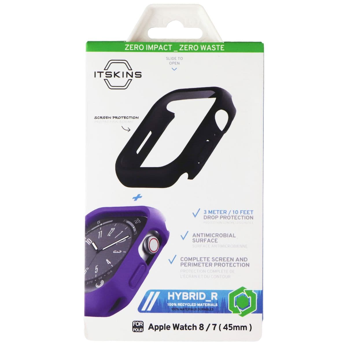 ITSKINS Hybrid_R Case/Screen Protector for Apple Watch 8/7 (45mm) - Light Purple image 1