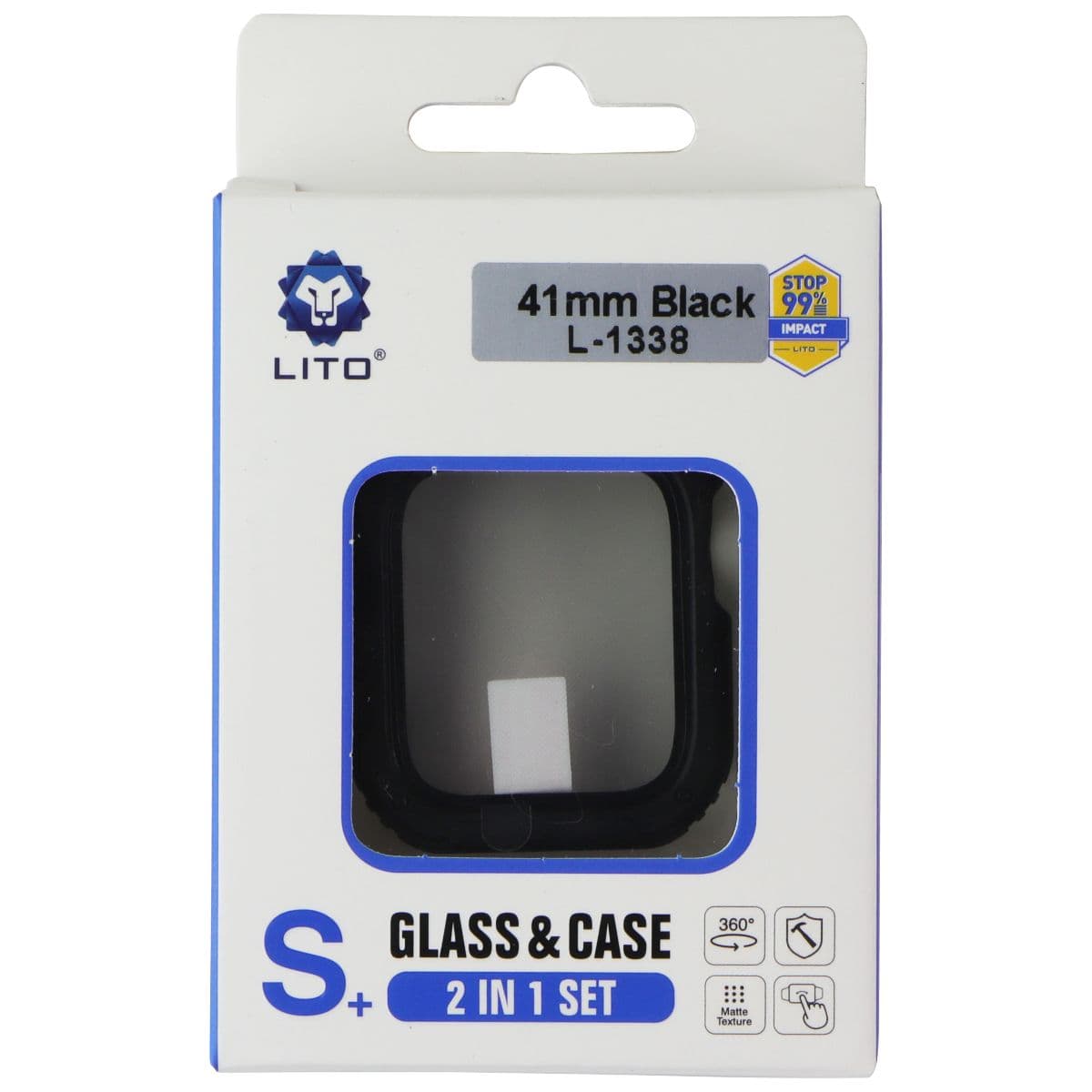 LITO S+ Glass & Rugged Case for Apple Watch Series 9/8/7 (41mm) - Black (L-1338) image 1