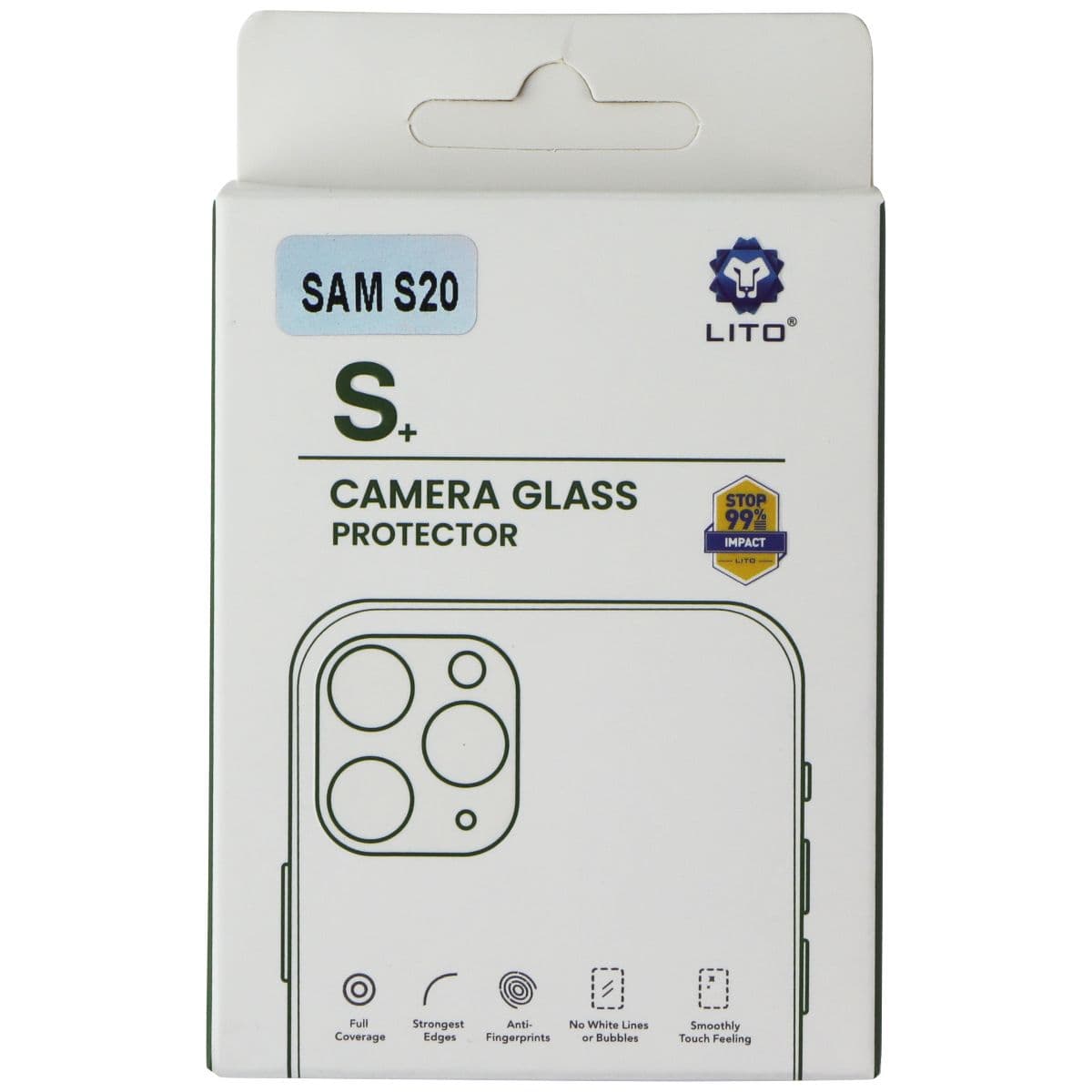 LITO S+ Camera Glass Protector for Samsung Galaxy S20 - Black image 1