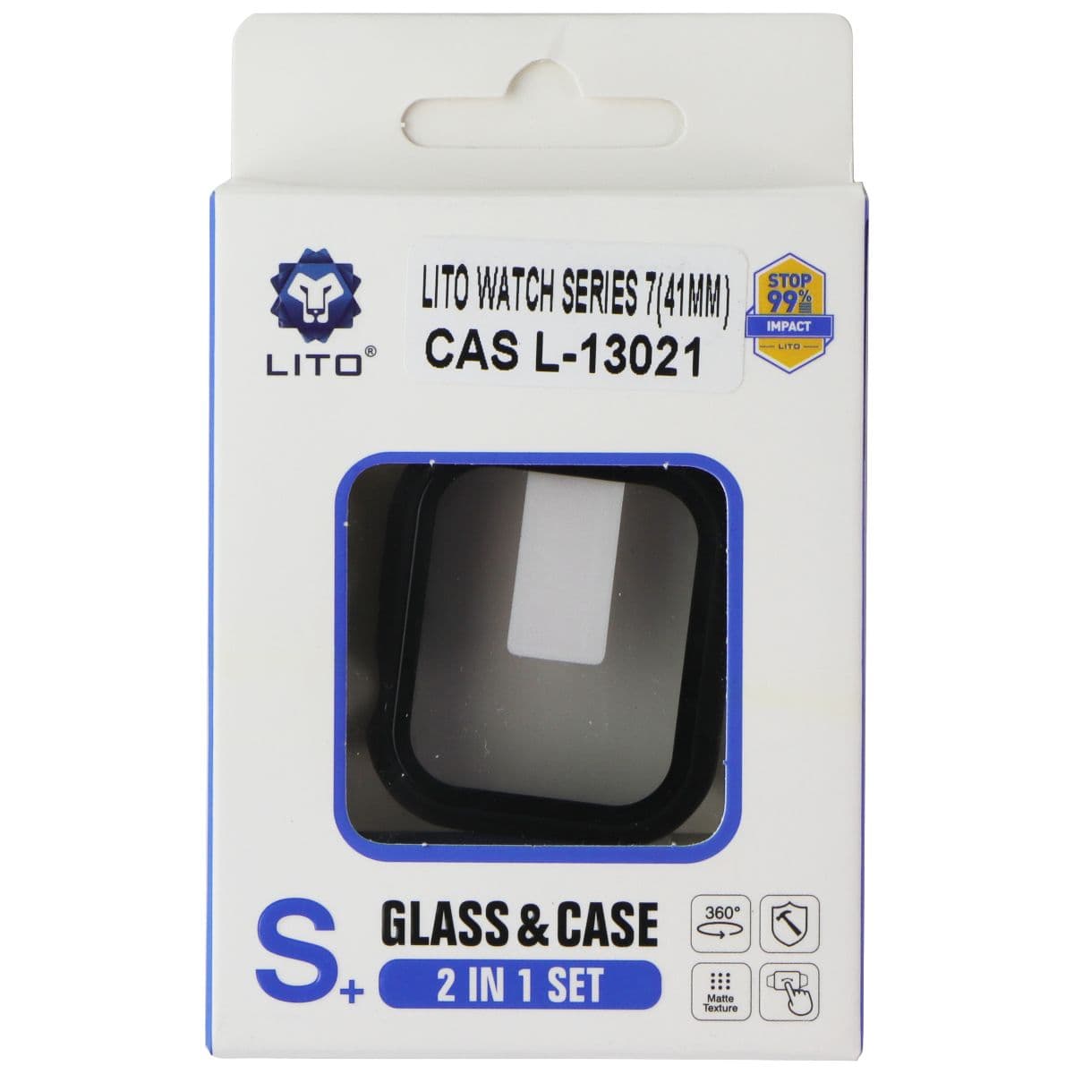 LITO S+ Glass & Slim Case for Apple Watch Series 9/8/7 (41mm) - Black image 1