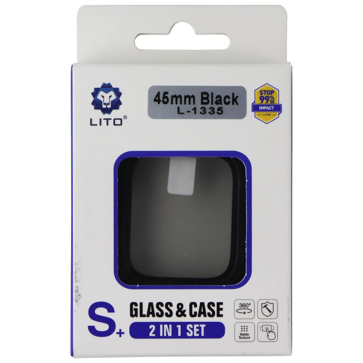 LITO S+ Glass & Rugged Case for Apple Watch Series 9/8/7 (45mm) - Black (L-1335) image 1