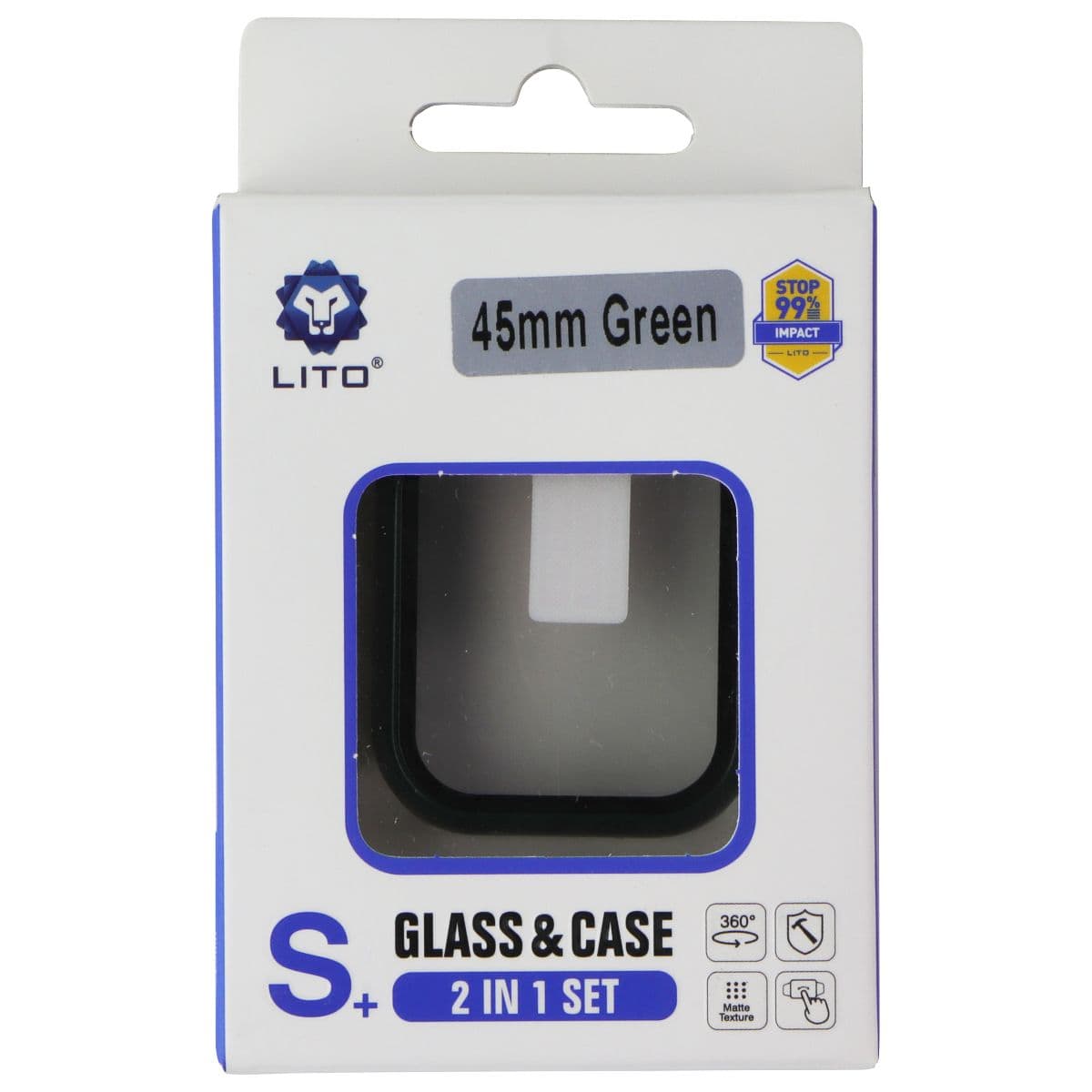 LITO S+ Glass & Slim Case for Apple Watch Series 9/8/7 (45mm) - Green image 1