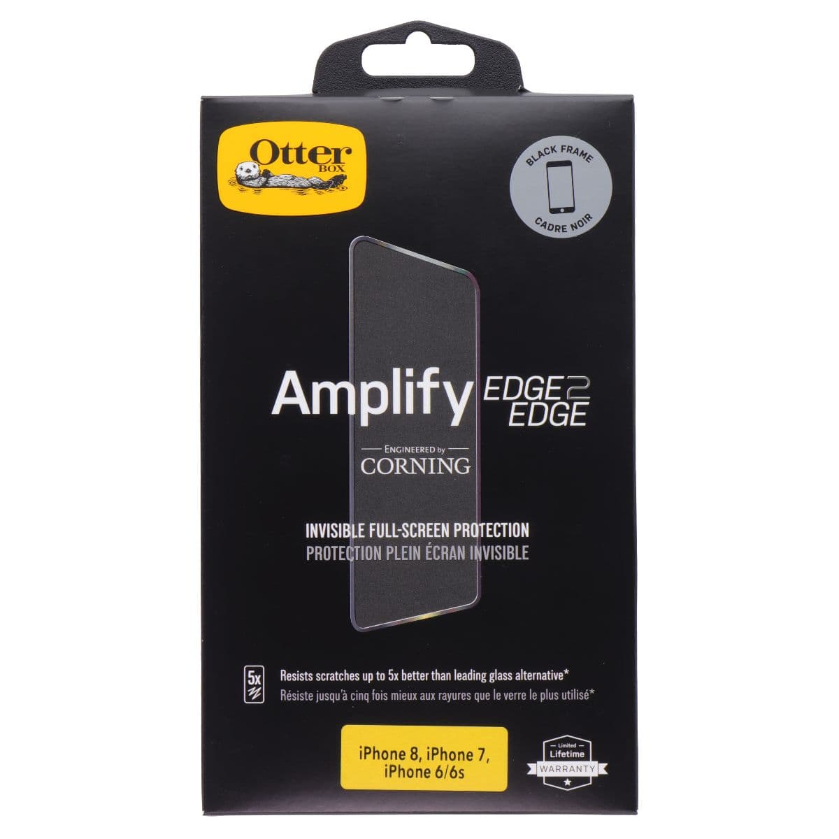 OtterBox Amplify Edge2Edge Screen Protector for iPhone 8/7/6s/6 - Black Frame image 1