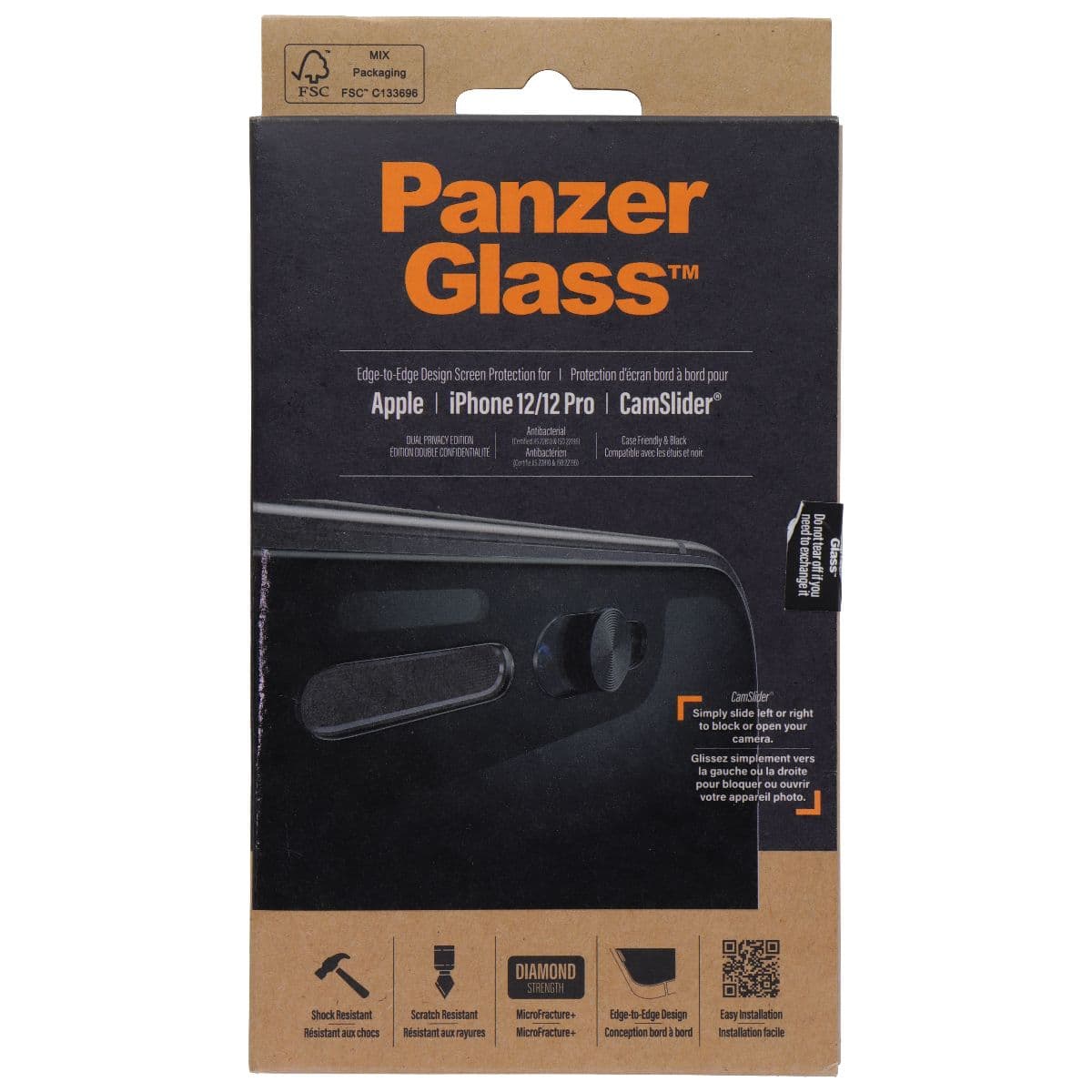 PanzerGlass Privacy Screen Protector w/ CamSlider for Apple iPhone 12/12 Pro image 1