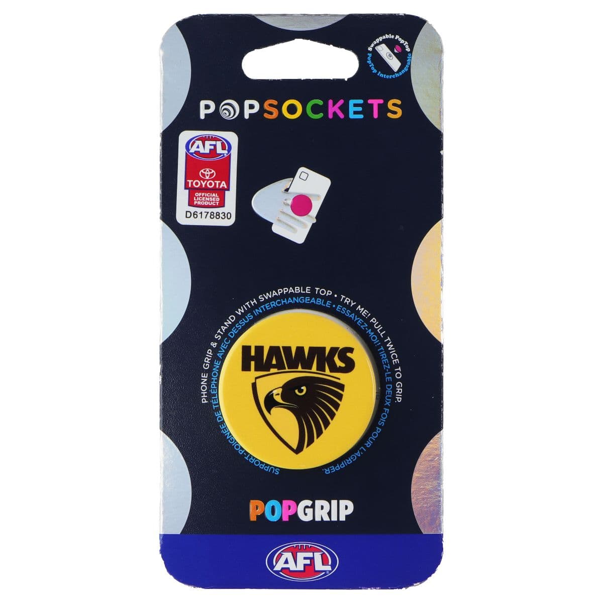 PopSockets PopGrip Expanding Stand Grip w/ Swappable Top - AFL Hawthorn Hawks image 2
