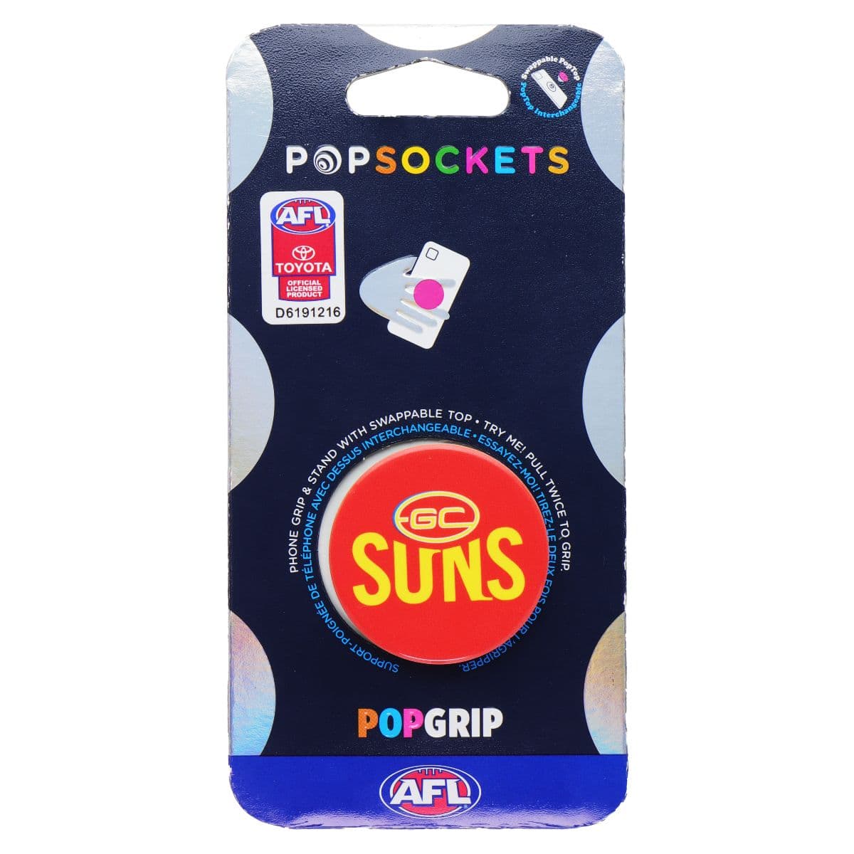 PopSockets PopGrip Expanding Stand Grip w/Swappable Top - AFL Gold Coast Suns image 2