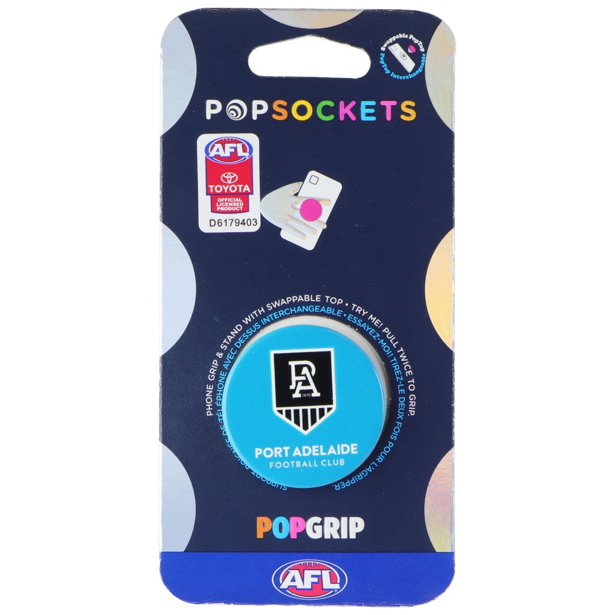 PopSockets PopGrip Expanding Stand Grip w/ Swappable Top - AFL Port Adelaide FC image 2
