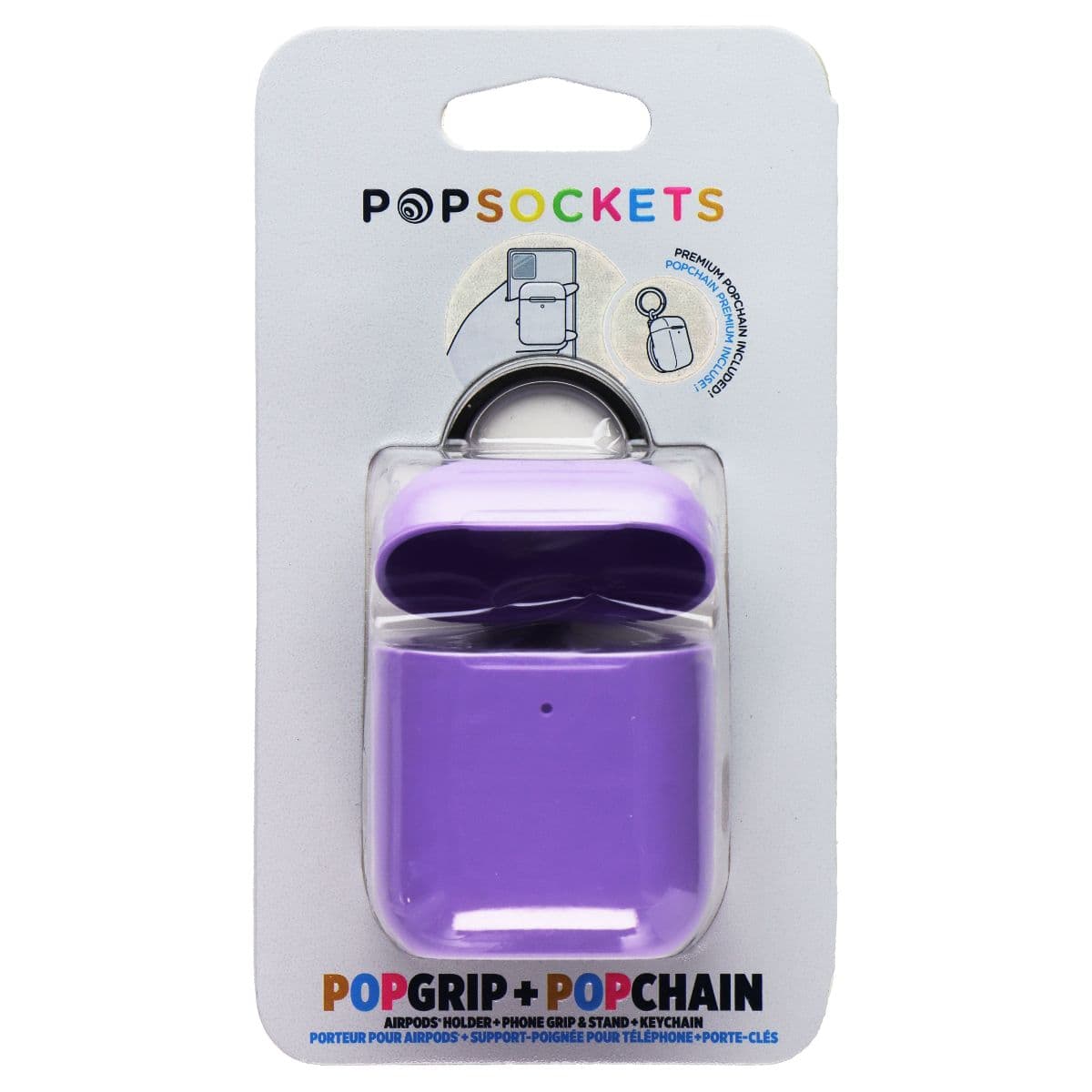 PopSockets PopGrip + PopChain AirPods Holder + Grip + Stand + Keychain - Purple image 1