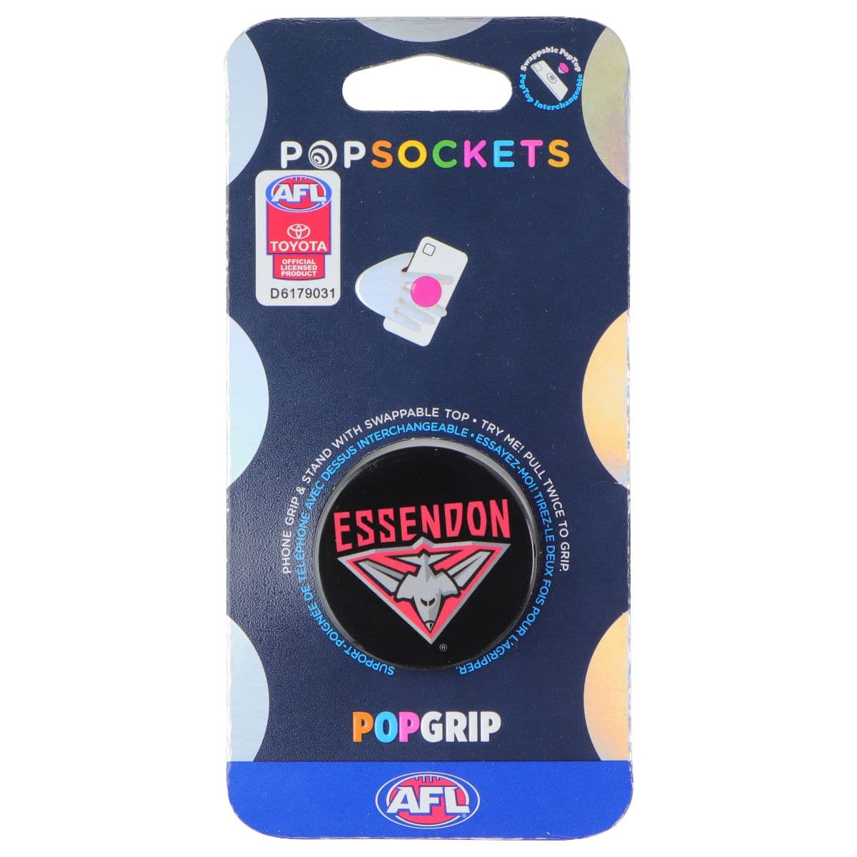 PopSockets PopGrip Expanding Stand Grip w/Swappable Top - AFL Essendon Bomber image 2
