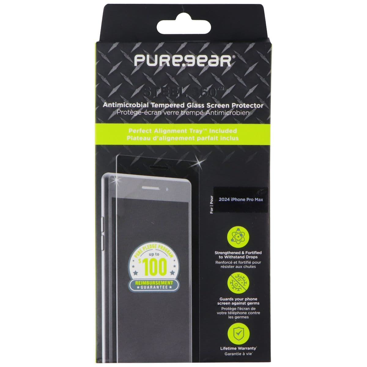 PureGear Steel 360 Tempered Glass Screen Protector for Apple iPhone 16 Pro Max image 1