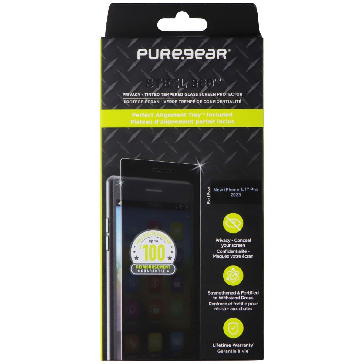 PureGear Steel 360 Privacy Tinted Tempered Glass for Apple iPhone 15 Pro image 1