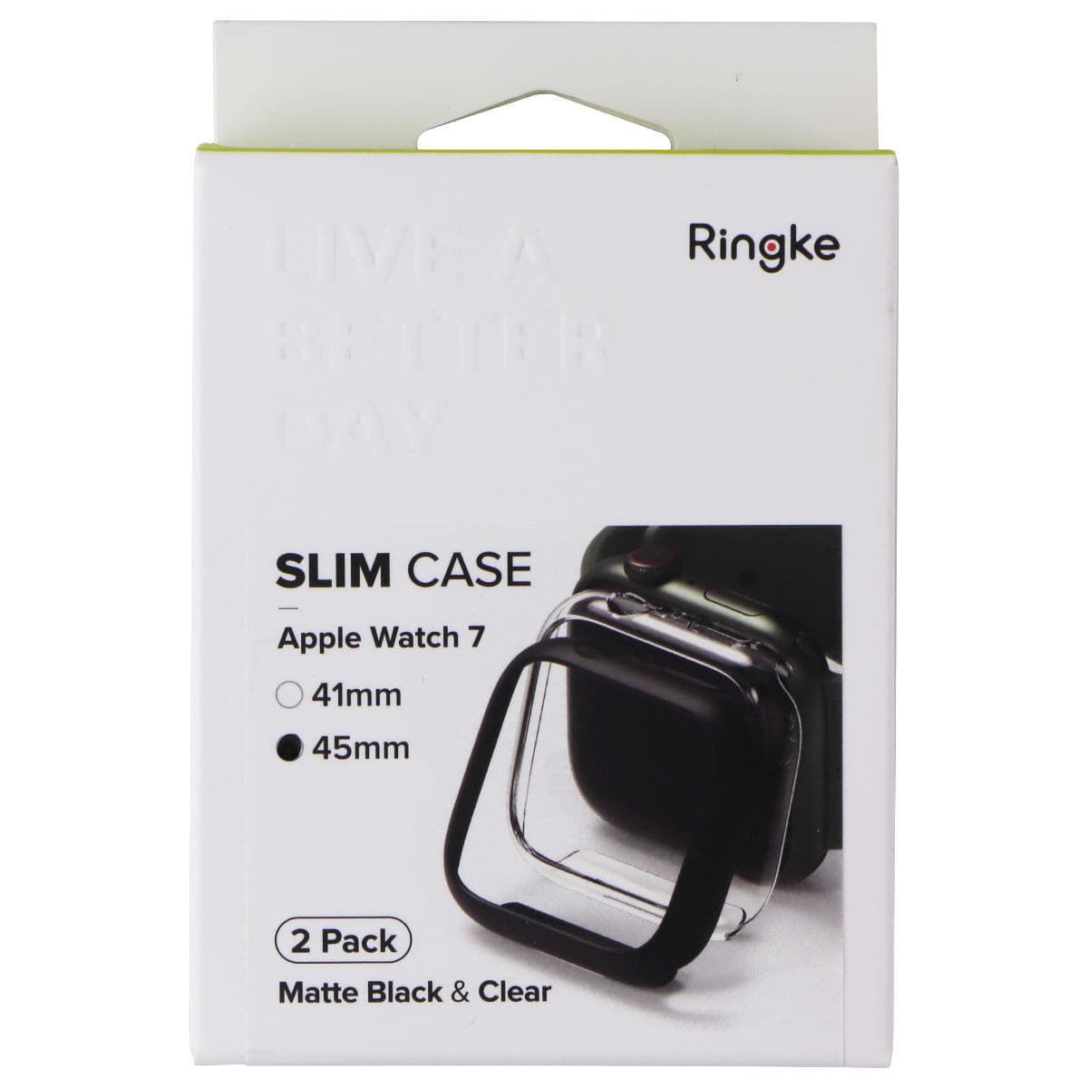 Ringke Slim Case for Apple Watch 9/8/7 (45mm) - Matte Black / Clear (2 Pack) image 1