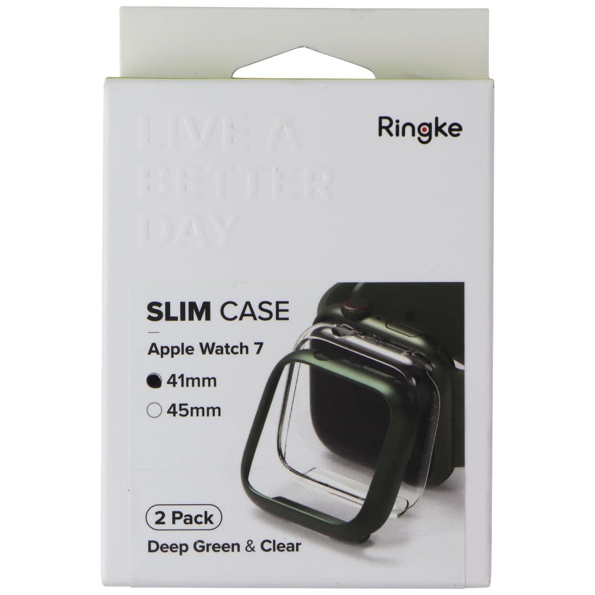 Ringke Slim Case for Apple Watch 9/8/7 (41mm) - Deep Green and Clear (2 Pack) image 1