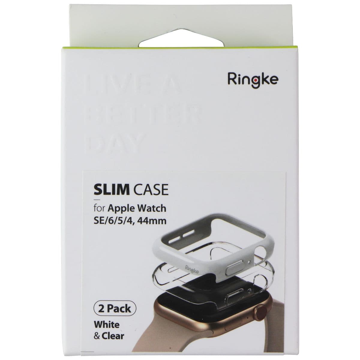Ringke Slim Case for Apple Watch SE/6/5/4 (44mm) - White & Clear (2 Pack) image 1