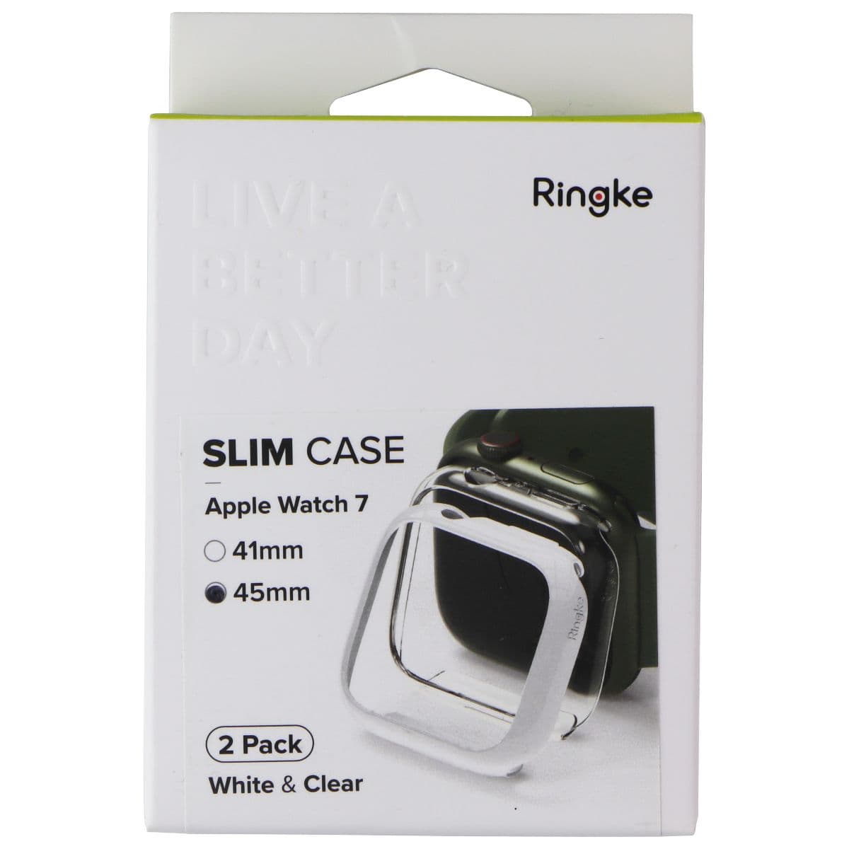 Ringke Slim Case for Apple Watch 9/8/7 (45mm) - White / Clear (2 Pack) image 1