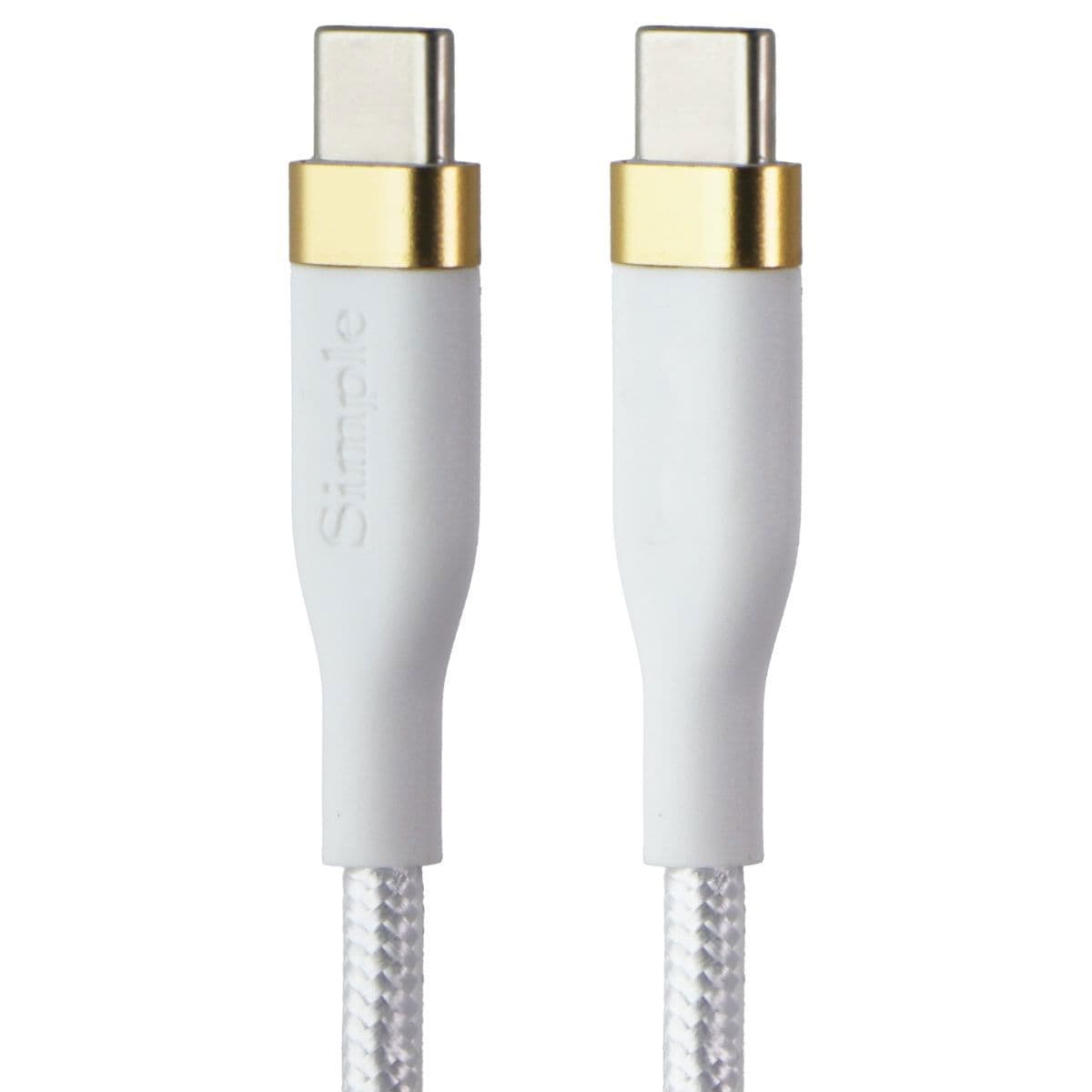 S. Simple (4 Foot) USB-C to USB-C Tough-Knit Braided Cable - White/Gold image 1