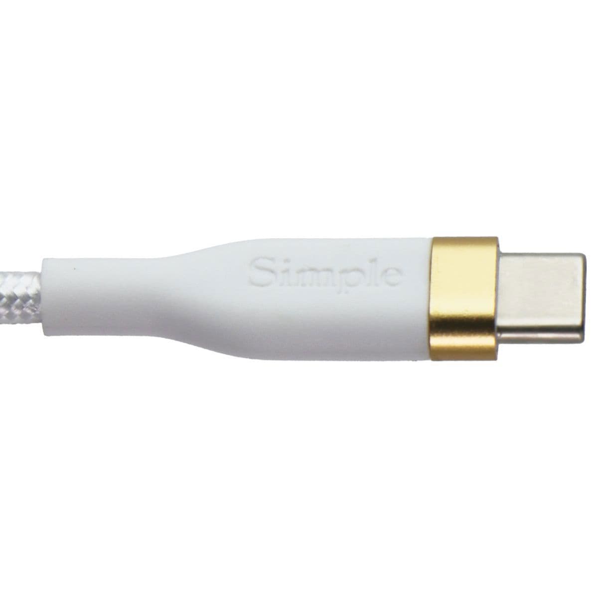 S. Simple (4 Foot) USB-C to USB-C Tough-Knit Braided Cable - White/Gold image 2