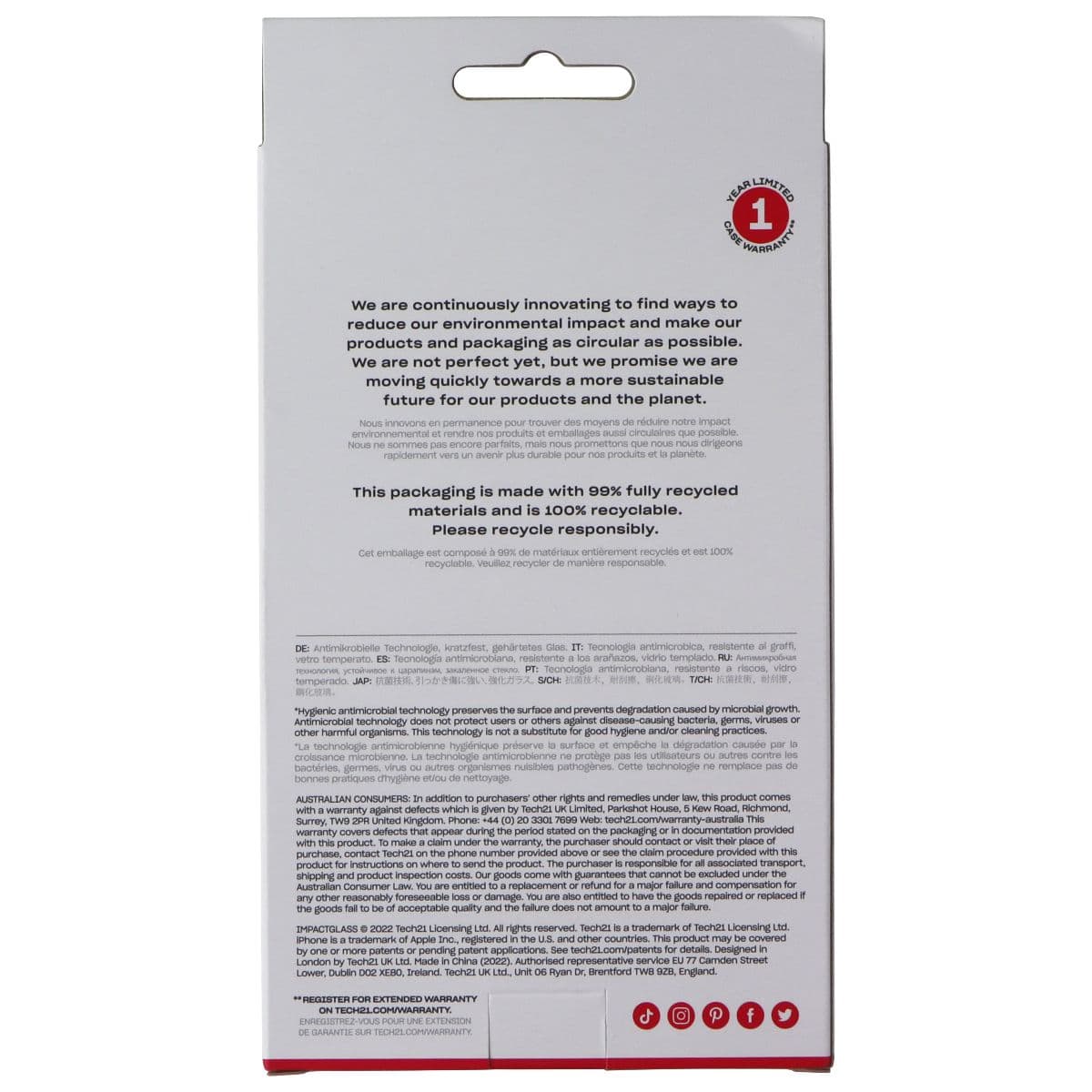 Tech21 Impact Glass Screen Protector for Apple iPhone 14 Plus - Clear image 2