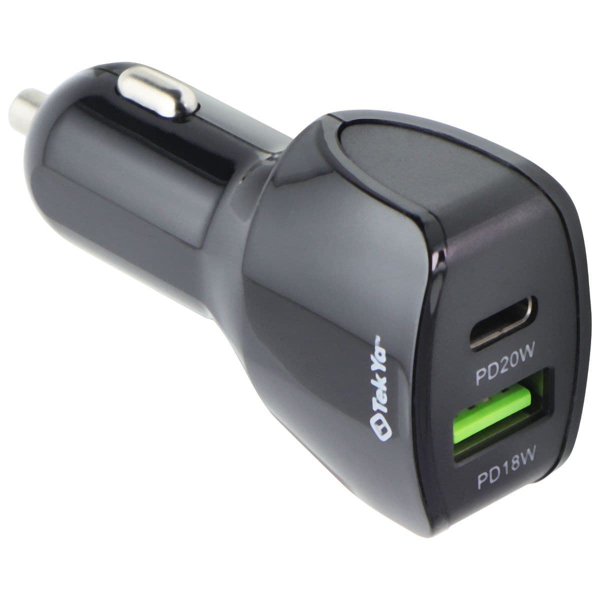 TekYa 38W Dual Port Car Charger Head with USB-C PD - Black image 1